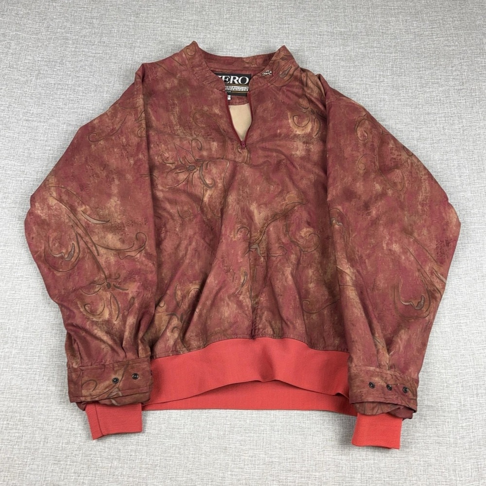 Zero Restriction Jacket Womens Medium Red Floral Print 1/4 Zip Golf Windbreaker